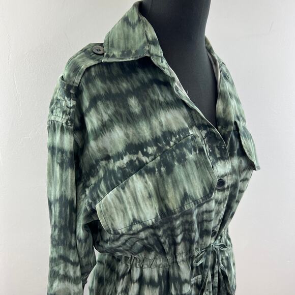 & Other Stories Green Stockholm Atelier Drawstring Button Front Blouse Jacket 4 - Picture 5 of 8